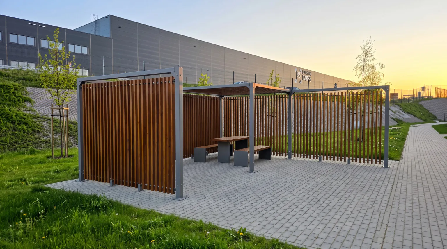 Pergola biurų pastato erdvėje
