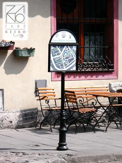 Miesto informaciniai stendai, skirti planams ir žemėlapiams