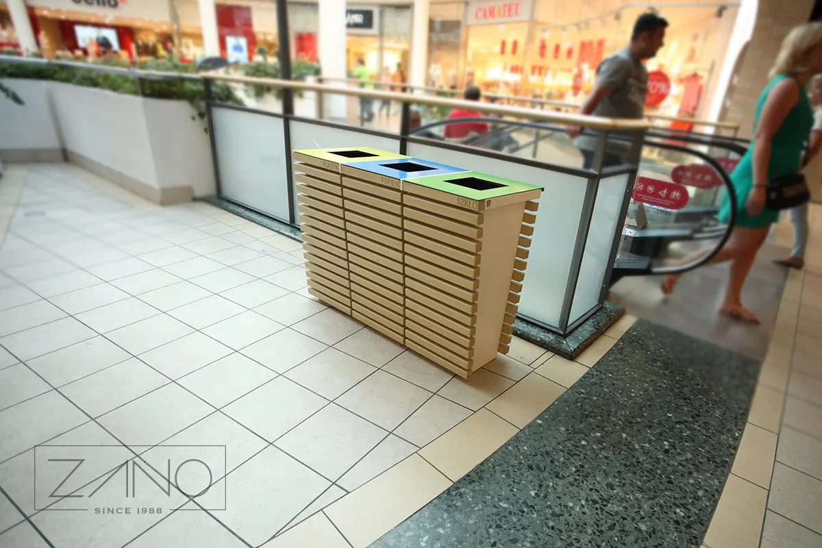 Atliekų rūšiavimo šiukšliadėžės prekybos centrams