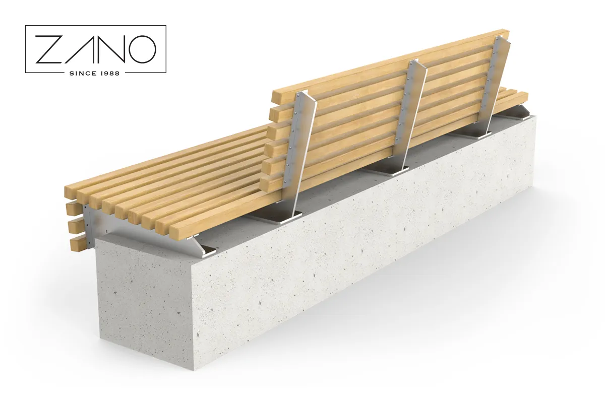 Plieniniai suoliukai, montuojami ant betoninės sienos