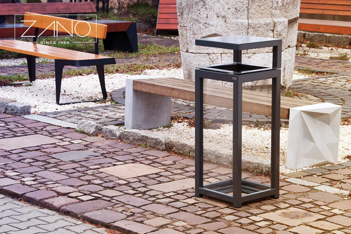Atliekų dėžė iš dažyto anglinio plieno ir plexiglaso