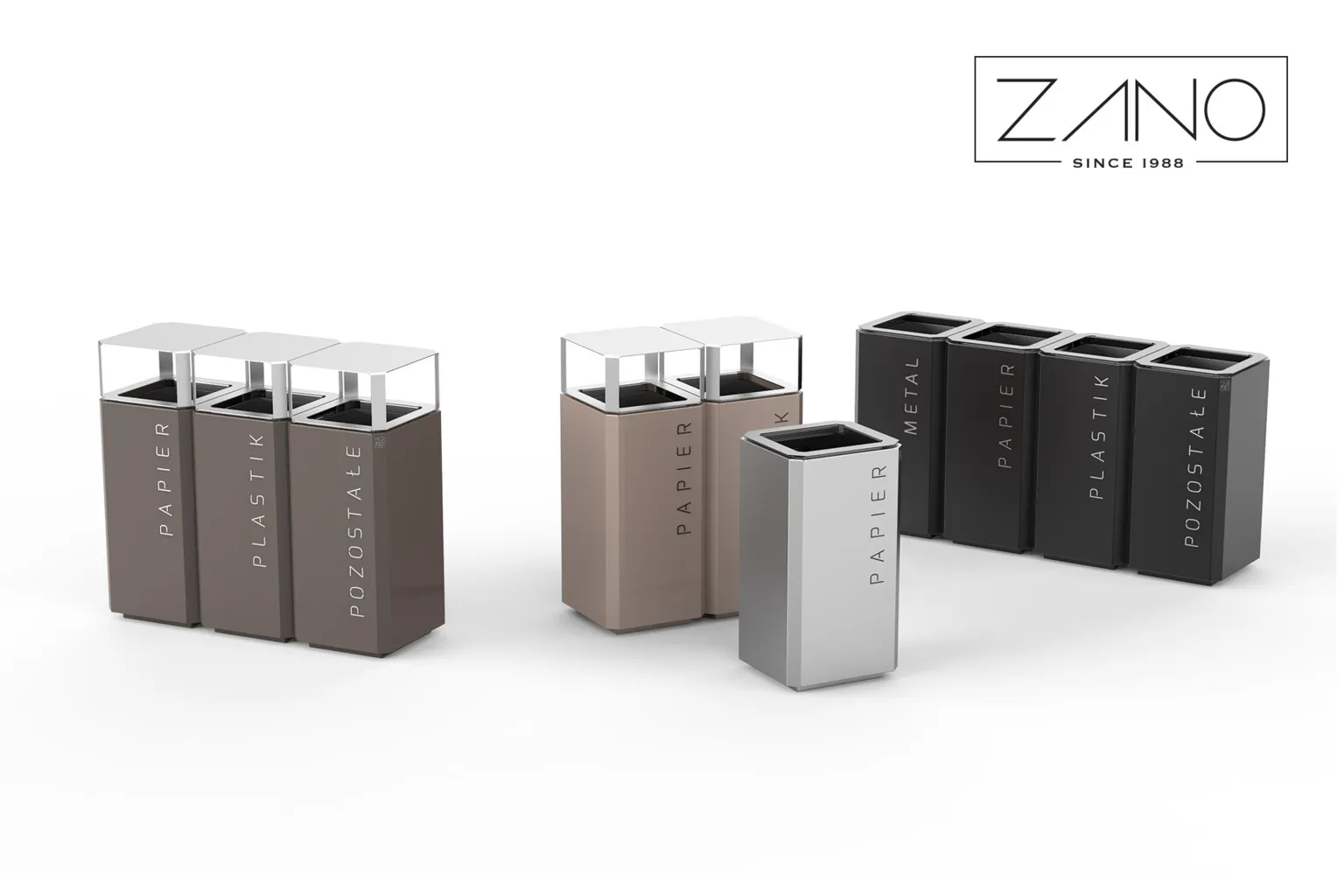„Linia Stilo“ šiukšliadėžės | „Zano Street Furniture“