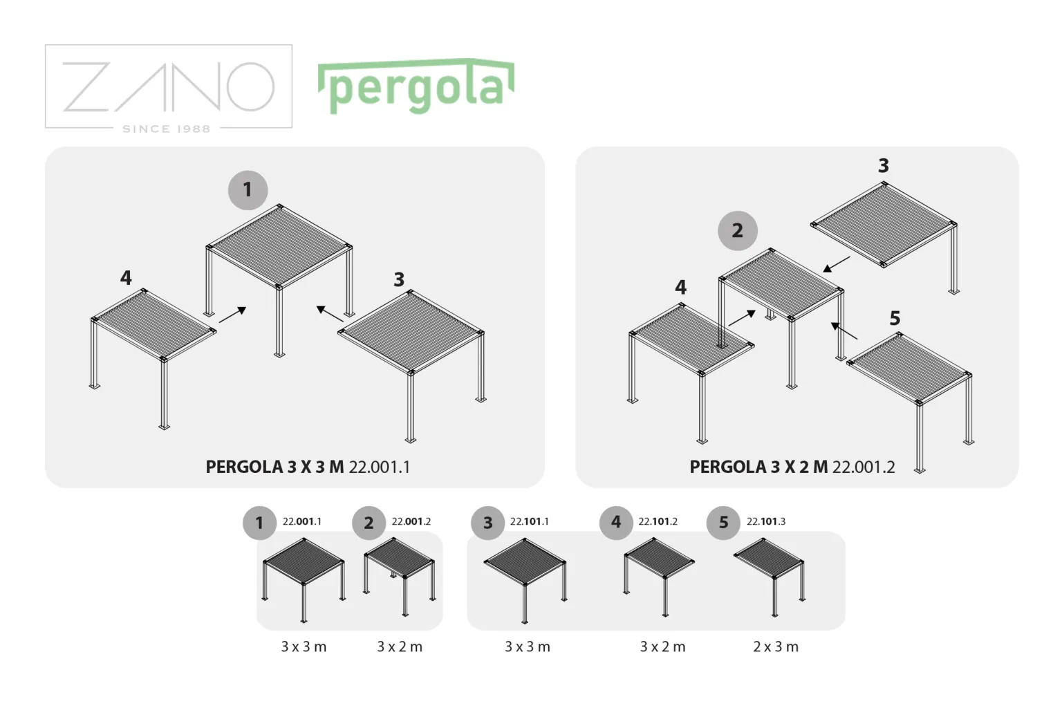 Pergola segmentai | ZANO Miesto baldai