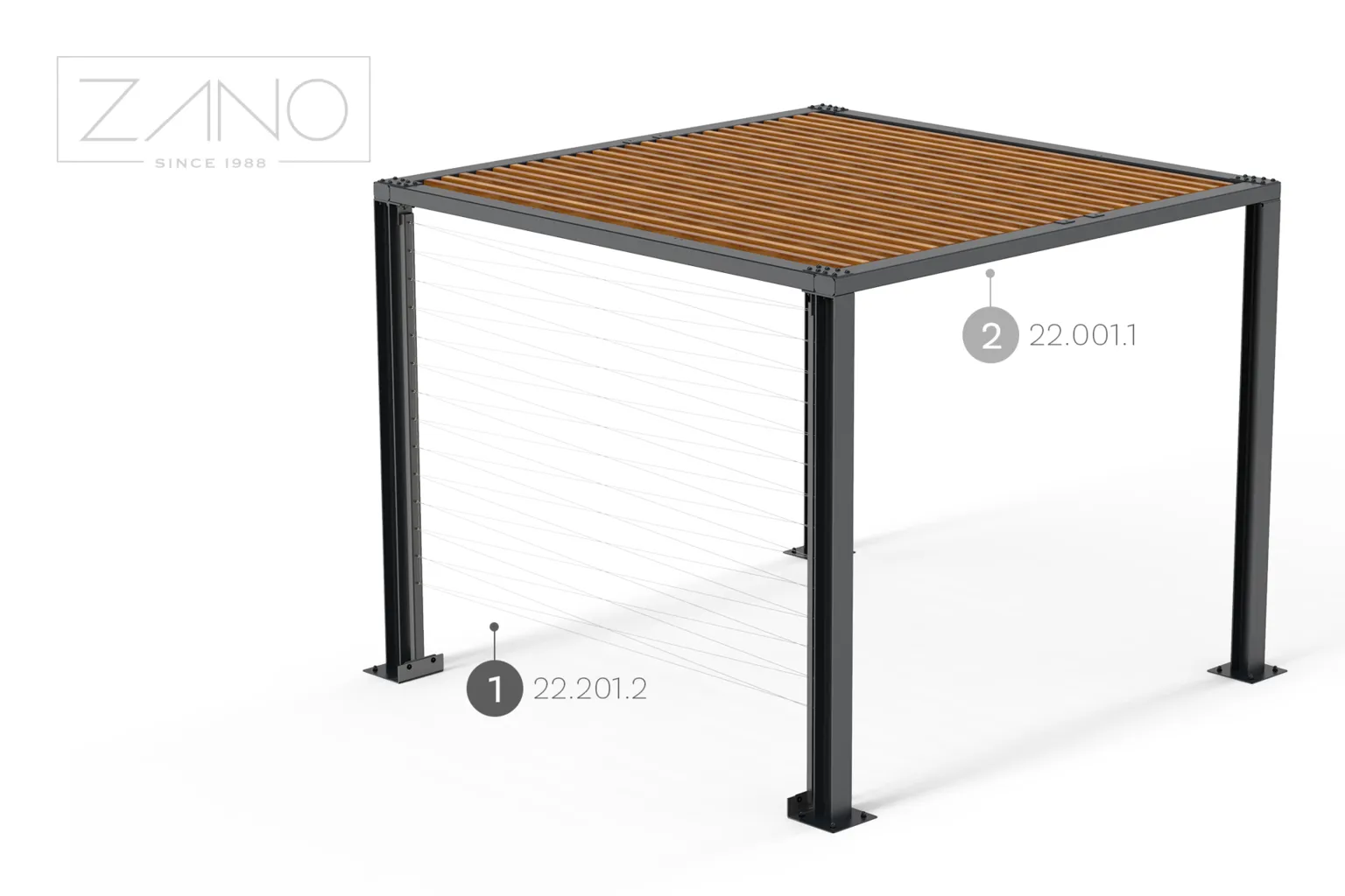 Pergola 22-201-2 su pritvirtintais virvėmis vijoklinėms gėlėms