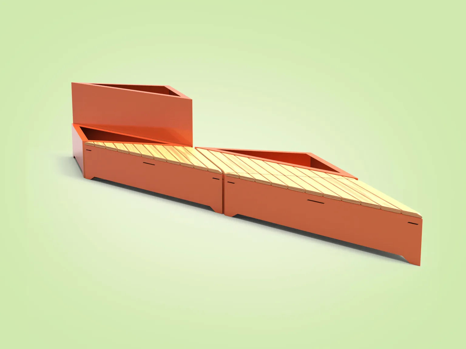 „Origami“ serijos moduliniai suoliukai ir vazonai.
