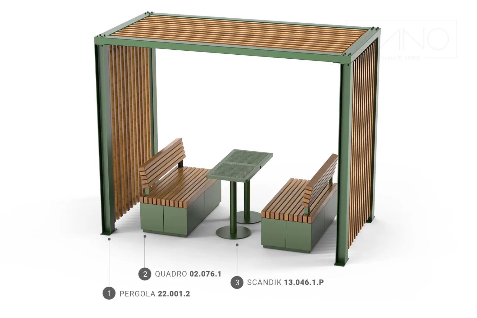 Baldų komplektas iš „Quadro“, „Scandik“ ir „Pergola“ serijų
