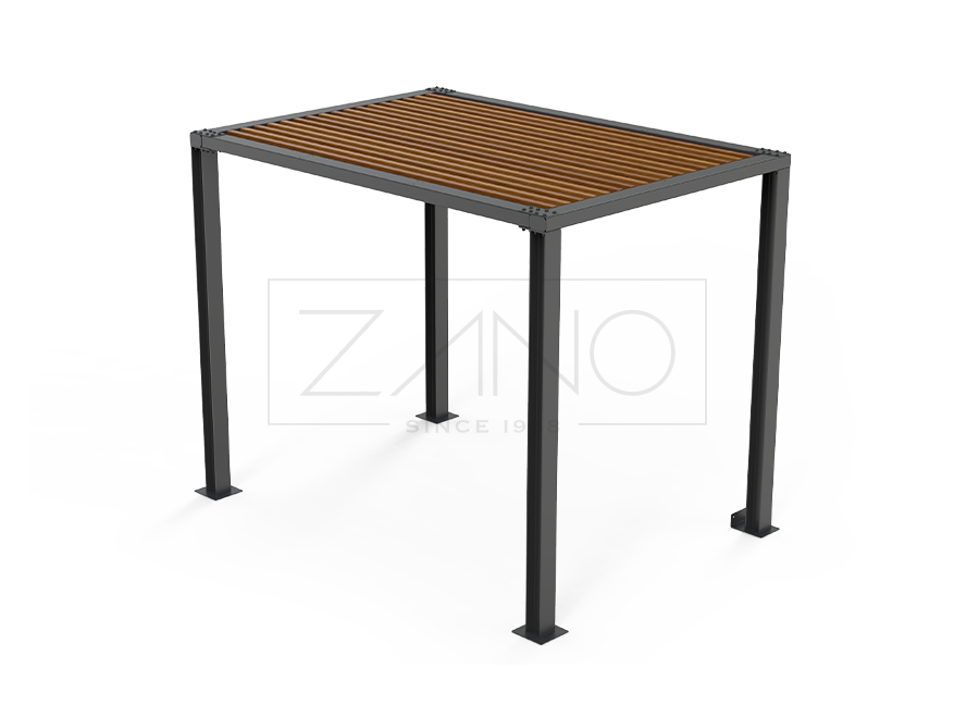 Pavėsinė 3 x 2 m 22.001.2 | anglinis plienas ir kietmedis