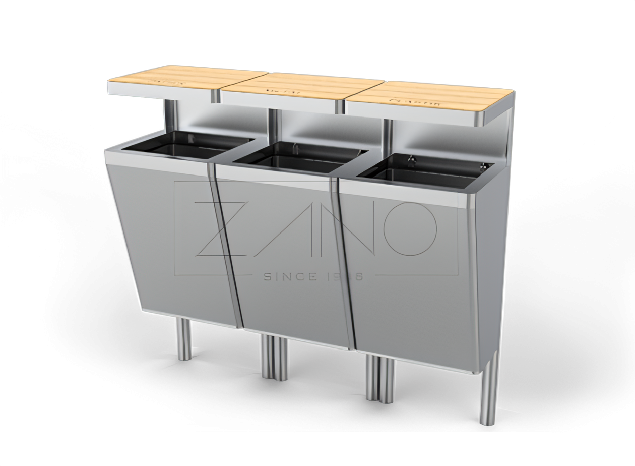 "Scandik" nerūdijančio plieno šiukšliadėžė 15.046 Miesto, parko, nerūdijančio plieno šiukšliadėžė atskiroms atliekoms