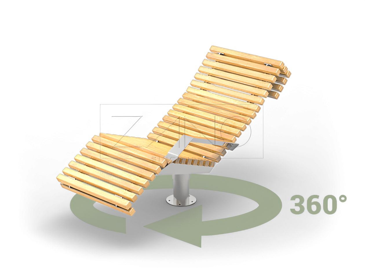 Šiuolaikiniai miesto ir parko gultai "Flash urban lounger", skirtas parko aplinkai.