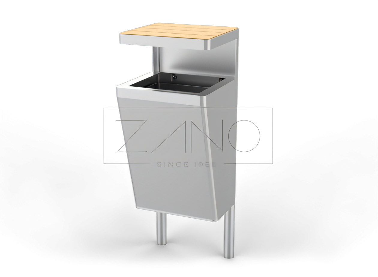 Krepšelis Scandik 03.036.1 Miesto krepšys su stogeliu, pagamintas iš nerūdijančio plieno ir medžio. Stilingas, madingas, modernus dizainas