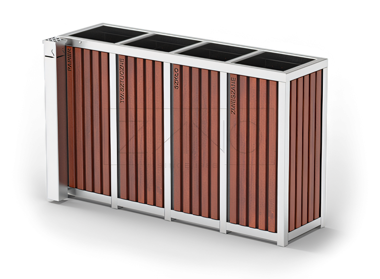 I&scaron;orinė atliekų dėžė, keturi skyriai atskiroms atliekoms