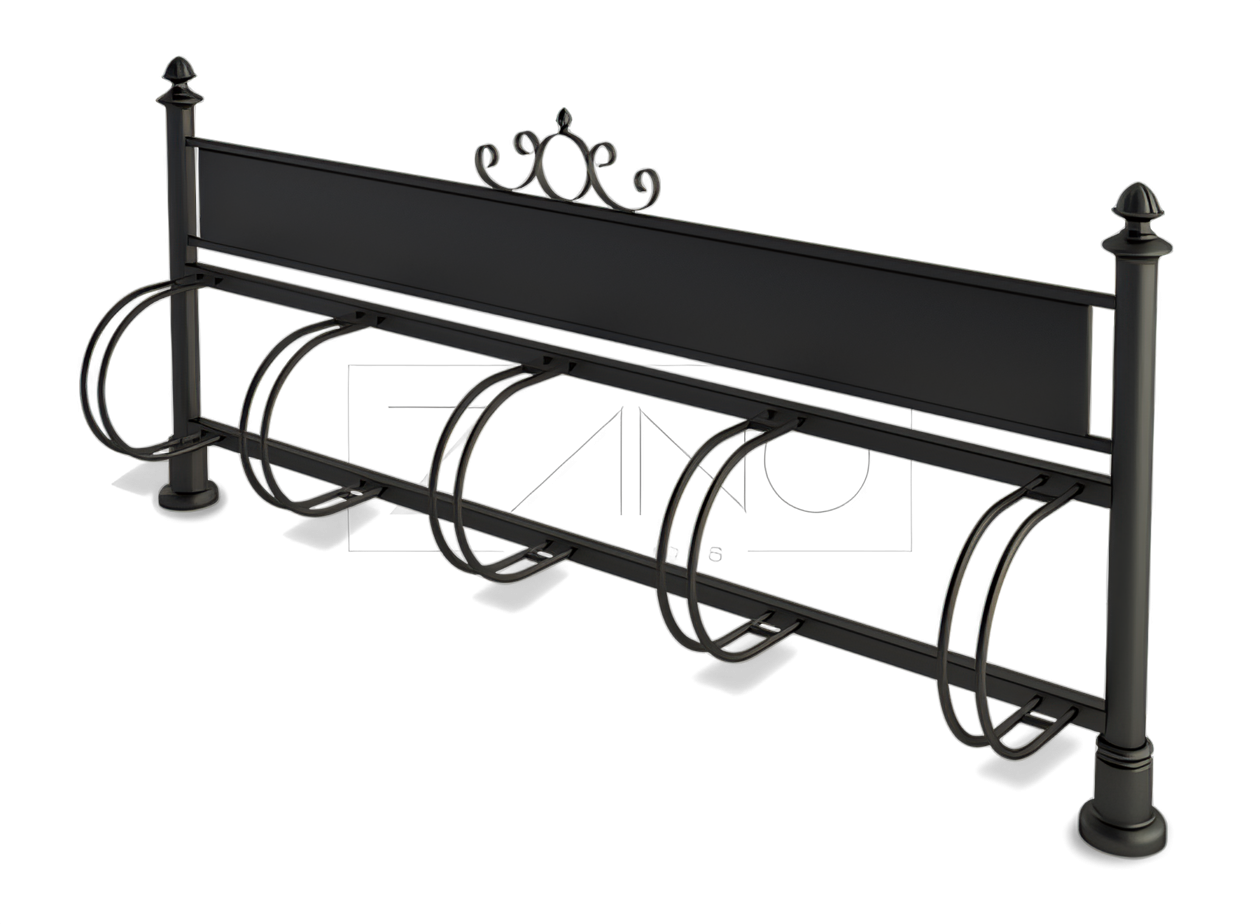 klasikiniai, stilingi dviračių stovai su vieta reklamai