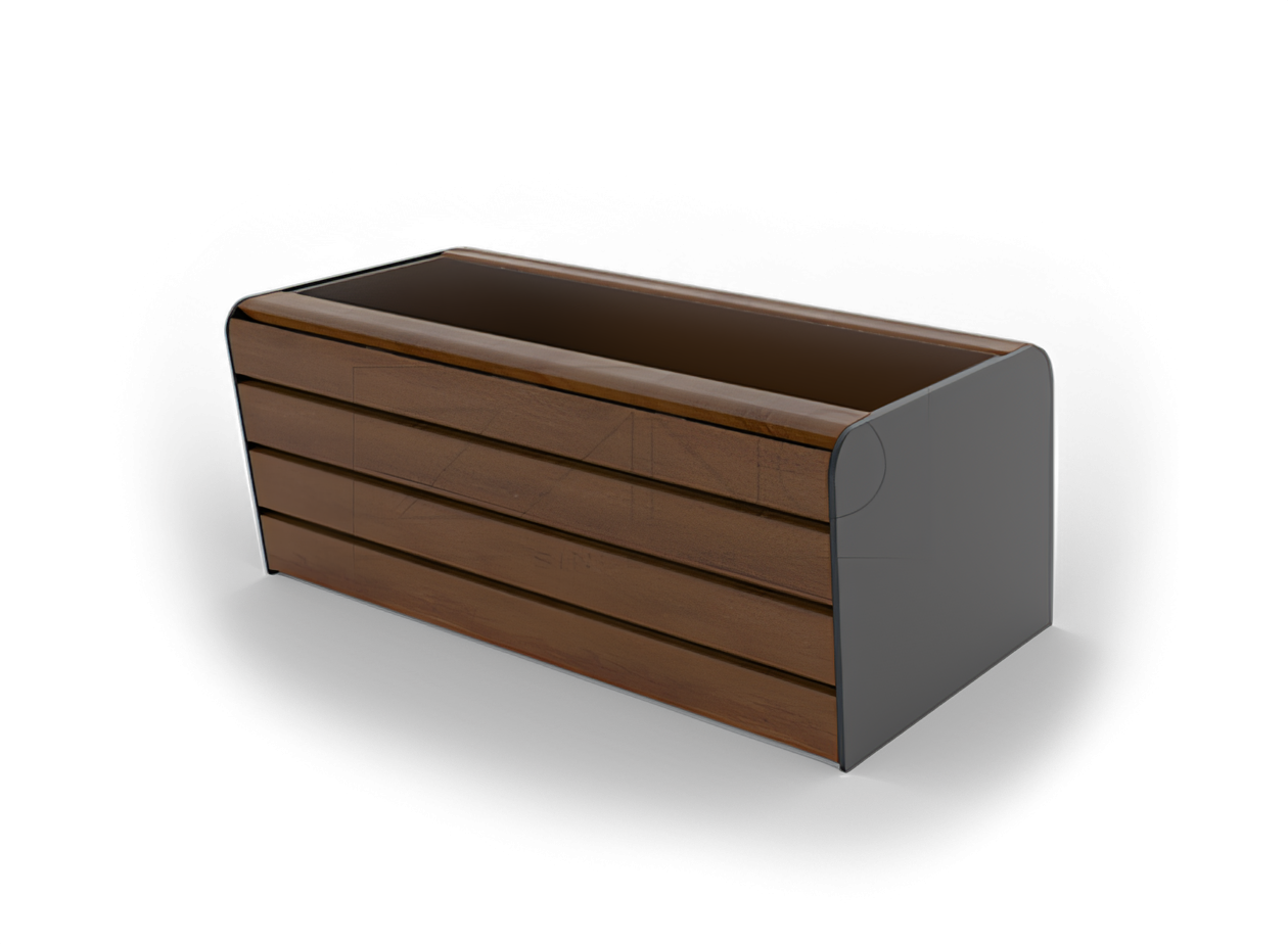 Pailgas miesto medžio vazonas i&scaron; anglinio plieno ir medžio