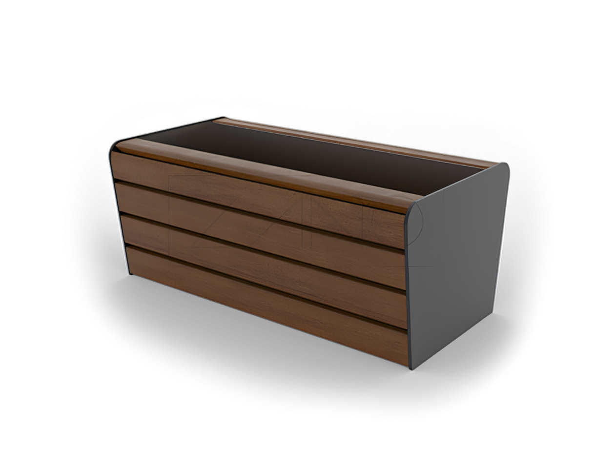 Pailgas vazonas medžiui ar gėlėms, idealiai tinkantis galerijoje, traukinių stotyje, oro uoste ar turgavietėje.