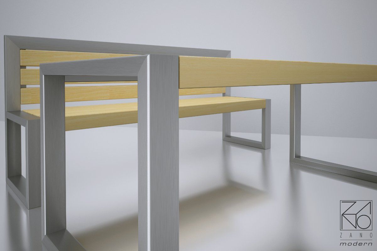 Nerūdijančio plieno stalai su mediniais stalviršiais