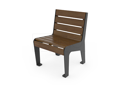 Miestietiška parko kėdė iš milteliniu būdu dengto anglinio plieno ir vietinės, spygliuočių arba pasirinktinai egzotinės medienos