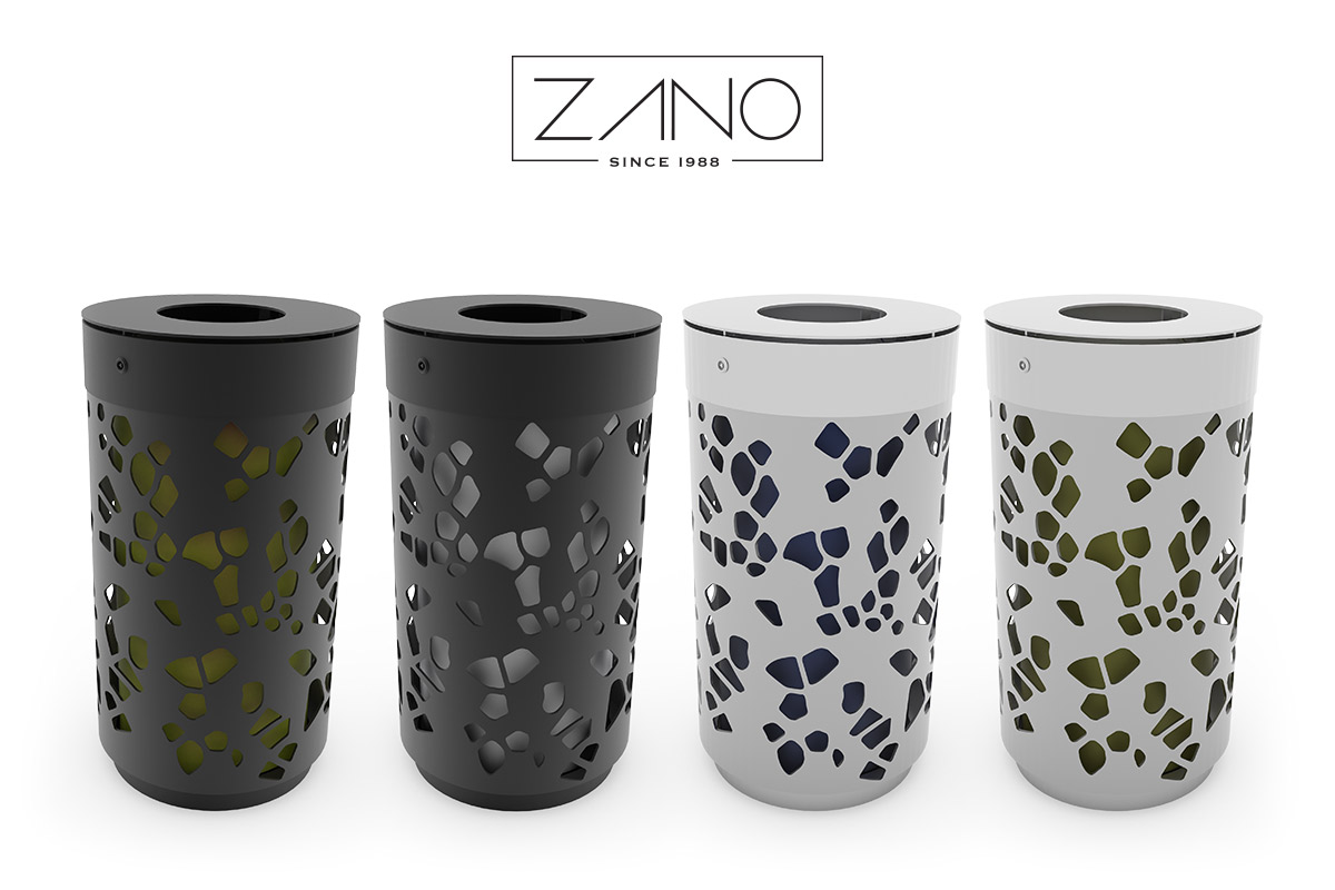 "Tubus" iš ZANO miesto baldų - tai stovinčio cilindro formos miesto krepšys, kuris, priklausomai nuo versijos, yra pagamintas iš medžio, plieninių vamzdžių arba išpjautos ažūrinės plieno plokštės.